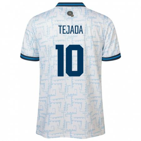 Kandiny Hombre Camiseta El Salvador Rafael Tejada #10 Blanco 2ª Equipación 24-26 La Camisa Chile