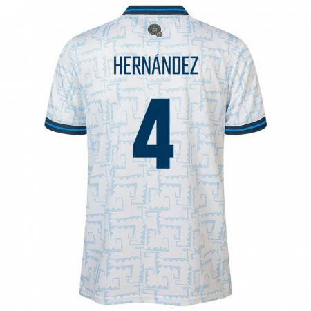 Kandiny Hombre Camiseta El Salvador Elaily Hernández #4 Blanco 2ª Equipación 24-26 La Camisa Chile