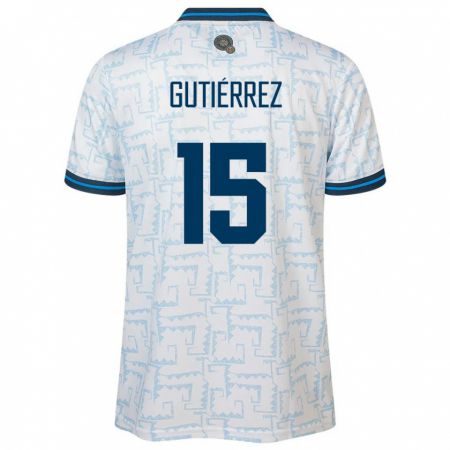 Kandiny Hombre Camiseta El Salvador Danya Gutiérrez #15 Blanco 2ª Equipación 24-26 La Camisa Chile