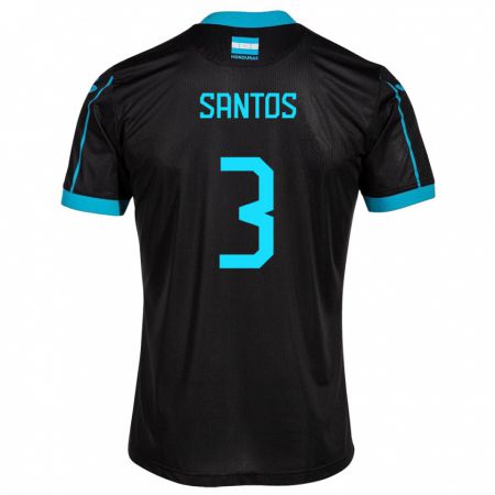 Kandiny Hombre Camiseta Honduras Marcelo Santos #3 Negro 2ª Equipación 24-26 La Camisa Chile