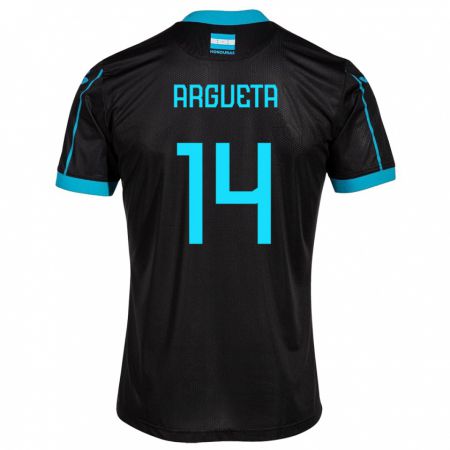 Kandiny Hombre Camiseta Honduras Carlos Argueta #14 Negro 2ª Equipación 24-26 La Camisa Chile