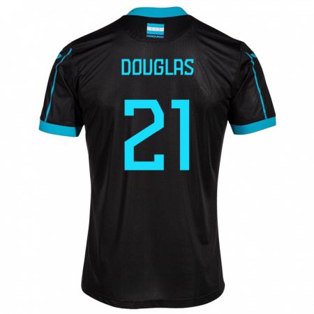 Kandiny Hombre Camiseta Honduras Douglas Martínez #21 Negro 2ª Equipación 24-26 La Camisa Chile