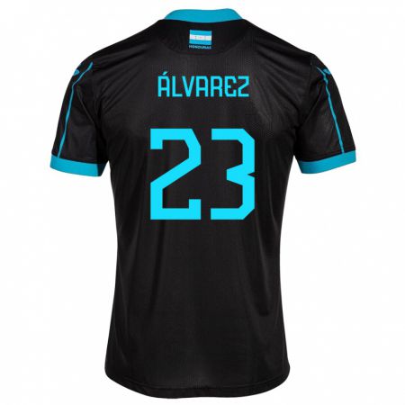 Kandiny Hombre Camiseta Honduras Jorge Álvarez #23 Negro 2ª Equipación 24-26 La Camisa Chile