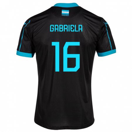 Kandiny Hombre Camiseta Honduras Gabriela García #16 Negro 2ª Equipación 24-26 La Camisa Chile