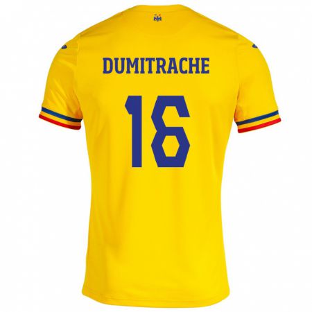 Kandiny Mujer Camiseta Rumania Valentin Dumitrache #16 Amarillo 1ª Equipación 24-26 La Camisa Chile