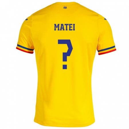 Kandiny Mujer Camiseta Rumania David Matei #0 Amarillo 1ª Equipación 24-26 La Camisa Chile