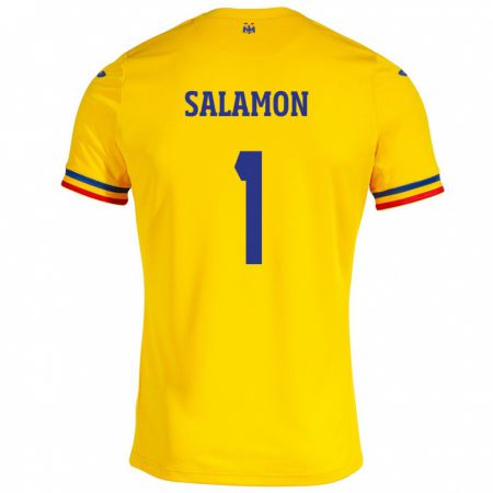 Kandiny Mujer Camiseta Rumania Szidonia Salamon #1 Amarillo 1ª Equipación 24-26 La Camisa Chile