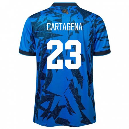 Kandiny Mujer Camiseta El Salvador Melvin Cartagena #23 Azul 1ª Equipación 24-26 La Camisa Chile