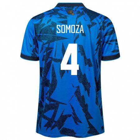 Kandiny Mujer Camiseta El Salvador Néstor Somoza #4 Azul 1ª Equipación 24-26 La Camisa Chile