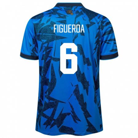Kandiny Mujer Camiseta El Salvador Elder Figueroa #6 Azul 1ª Equipación 24-26 La Camisa Chile