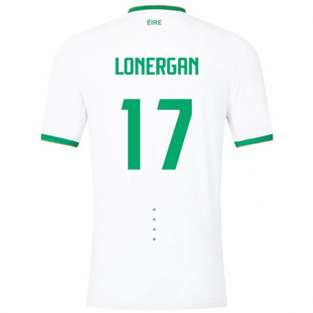 Kandiny Mujer Camiseta Irlanda Tom Lonergan #17 Blanco 2ª Equipación 24-26 La Camisa Chile