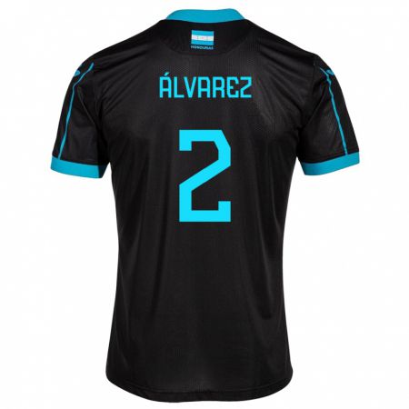 Kandiny Mujer Camiseta Honduras Kevin Álvarez #2 Negro 2ª Equipación 24-26 La Camisa Chile