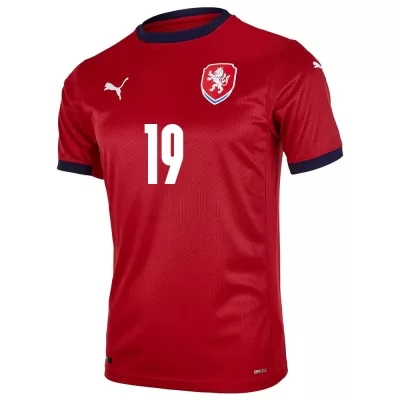 Mujer Selección De Fútbol De La República Checa Camiseta Adam Hlozek #19 1ª Equipación Rojo 2021 Chile