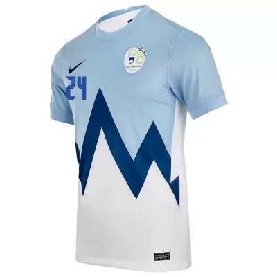 Hombre Selección De Fútbol De Eslovenia Camiseta Luka Zahovic #24 1ª Equipación Blanco 2021 Chile