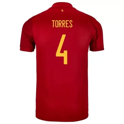Kandiny - Niño Selección de fútbol de España Camiseta Pau Torres #4 1ª  Equipación Rojo 2021 Chile