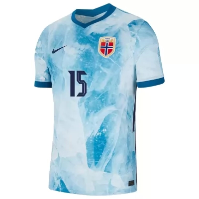 Niño Selección De Fútbol De Noruega Camiseta Jens Petter Hauge #15 2ª Equipación Azul Claro 2021 Chile