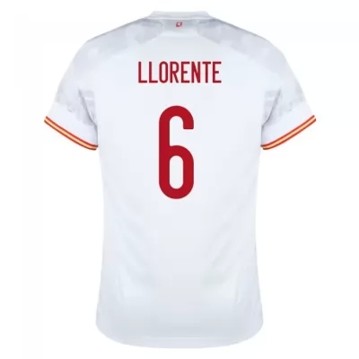 Kandiny - Niño Selección de fútbol de España Camiseta Marcos Llorente #6 2ª  Equipación Blanco 2021 Chile