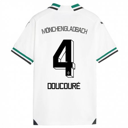 Kandiny Niño Camiseta Mamadou Doucouré #4 Blanco Verde 1ª Equipación 2023/24 La Camisa Chile