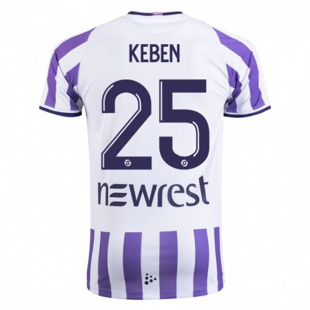 Kandiny Niño Camiseta Kévin Keben #25 Blanco 1ª Equipación 2023/24 La Camisa Chile