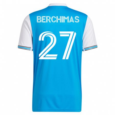 Kandiny Niño Camiseta Nimfasha Berchimas #27 Azul 1ª Equipación 2023/24 La Camisa Chile