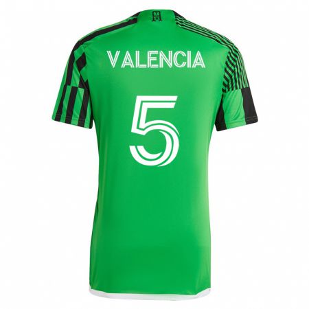 Kandiny Niño Camiseta Jhojan Valencia #5 Verde Negro 1ª Equipación 2023/24 La Camisa Chile