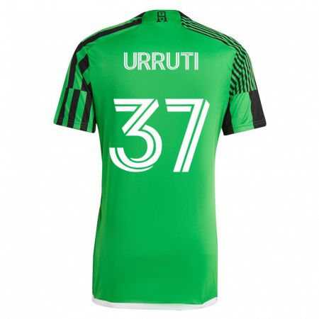Kandiny Niño Camiseta Maximiliano Urruti #37 Verde Negro 1ª Equipación 2023/24 La Camisa Chile