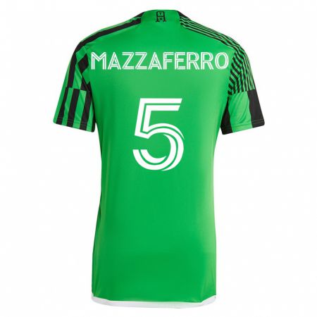 Kandiny Niño Camiseta Salvatore Mazzaferro #5 Verde Negro 1ª Equipación 2023/24 La Camisa Chile