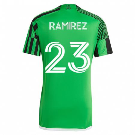 Kandiny Niño Camiseta Alonso Ramírez #23 Verde Negro 1ª Equipación 2023/24 La Camisa Chile