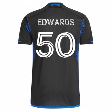 Kandiny Niño Camiseta Aaron Edwards #50 Azul Negro 1ª Equipación 2023/24 La Camisa Chile