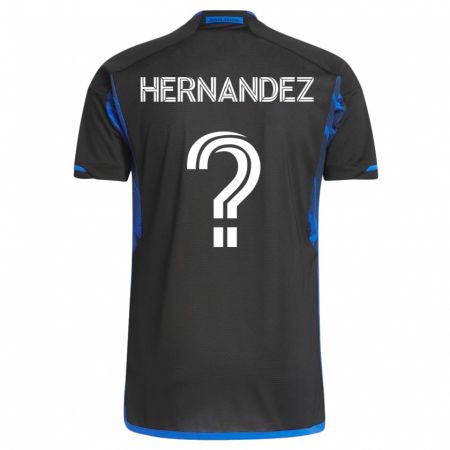 Kandiny Niño Camiseta Oliver Hernandez #0 Azul Negro 1ª Equipación 2023/24 La Camisa Chile