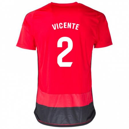 Kandiny Niño Camiseta David Vicente #2 Negro Rojo 1ª Equipación 2023/24 La Camisa Chile