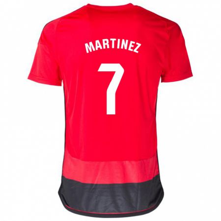 Kandiny Niño Camiseta Gabri Martínez #7 Negro Rojo 1ª Equipación 2023/24 La Camisa Chile