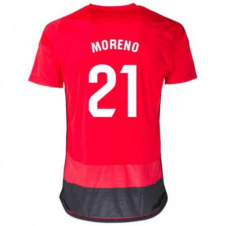 Kandiny Niño Camiseta Diego Moreno #21 Negro Rojo 1ª Equipación 2023/24 La Camisa Chile