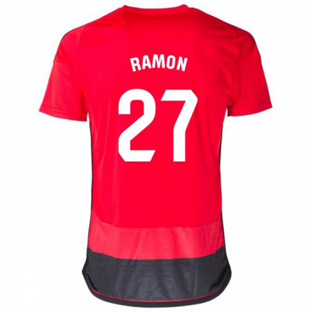Kandiny Niño Camiseta Pablo Ramón #27 Negro Rojo 1ª Equipación 2023/24 La Camisa Chile