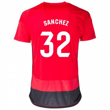 Kandiny Niño Camiseta Rubén Sánchez #32 Negro Rojo 1ª Equipación 2023/24 La Camisa Chile