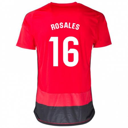 Kandiny Niño Camiseta Diego Rosales #16 Negro Rojo 1ª Equipación 2023/24 La Camisa Chile