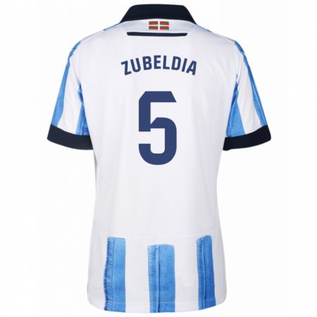 Kandiny Niño Camiseta Igor Zubeldia #5 Azul Blanco 1ª Equipación 2023/24 La Camisa Chile