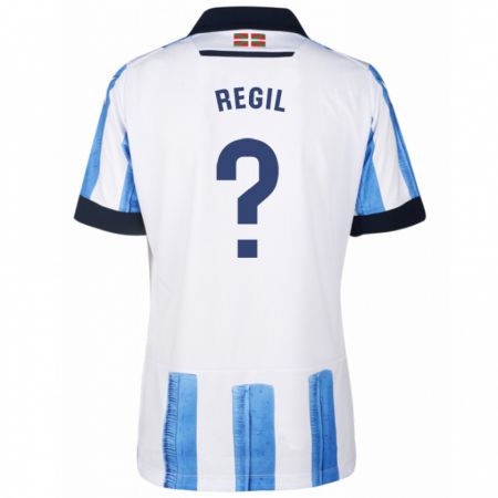 Kandiny Niño Camiseta Markel Regil #0 Azul Blanco 1ª Equipación 2023/24 La Camisa Chile
