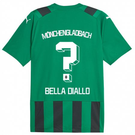 Kandiny Niño Camiseta Oumar Bella Diallo #0 Verde Negro 2ª Equipación 2023/24 La Camisa Chile