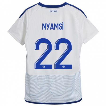 Kandiny Niño Camiseta Gerzino Nyamsi #22 Blanco 2ª Equipación 2023/24 La Camisa Chile