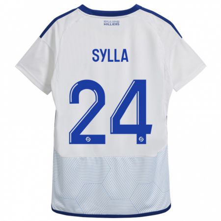 Kandiny Niño Camiseta Abakar Sylla #24 Blanco 2ª Equipación 2023/24 La Camisa Chile