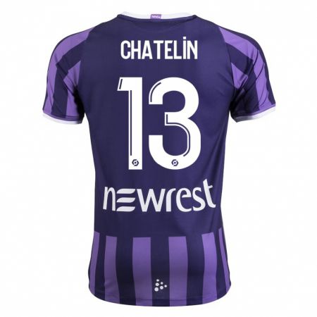 Kandiny Niño Camiseta Delphin Chatelin #13 Morado 2ª Equipación 2023/24 La Camisa Chile