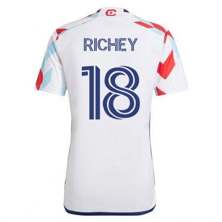 Kandiny Niño Camiseta Spencer Richey #18 Blanco Azul 2ª Equipación 2023/24 La Camisa Chile