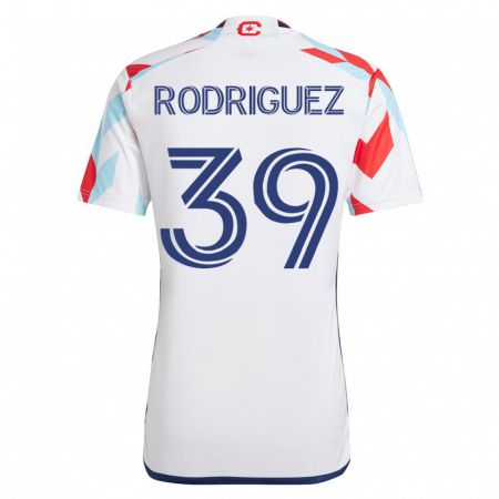 Kandiny Niño Camiseta Allan Rodriguez #39 Blanco Azul 2ª Equipación 2023/24 La Camisa Chile