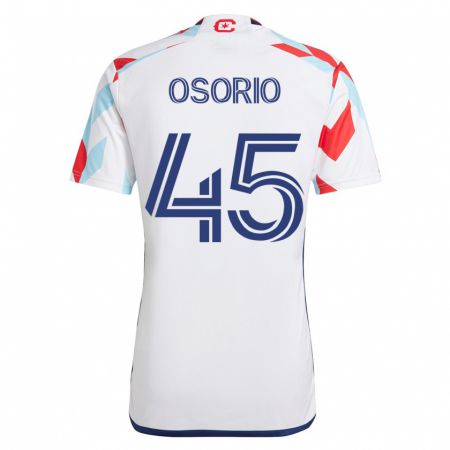 Kandiny Niño Camiseta Harold Osorio #45 Blanco Azul 2ª Equipación 2023/24 La Camisa Chile
