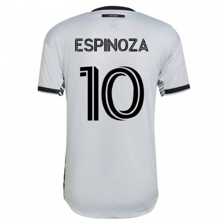 Kandiny Niño Camiseta Cristian Espinoza #10 Blanco 2ª Equipación 2023/24 La Camisa Chile
