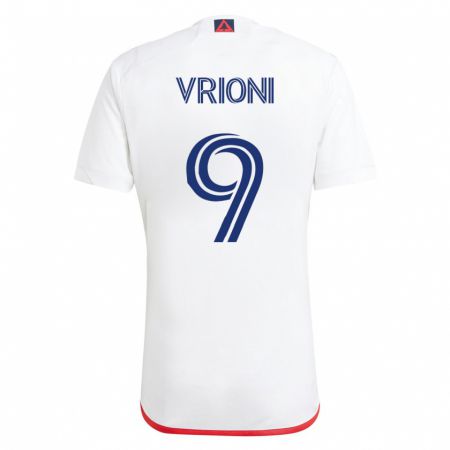 Kandiny Niño Camiseta Giacomo Vrioni #9 Blanco Rojo 2ª Equipación 2023/24 La Camisa Chile