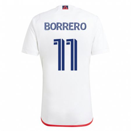 Kandiny Niño Camiseta Dylan Borrero #11 Blanco Rojo 2ª Equipación 2023/24 La Camisa Chile