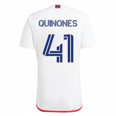 Kandiny Niño Camiseta Colby Quiñónes #41 Blanco Rojo 2ª Equipación 2023/24 La Camisa Chile