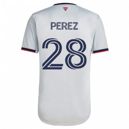 Kandiny Niño Camiseta Miguel Perez #28 Blanco 2ª Equipación 2023/24 La Camisa Chile